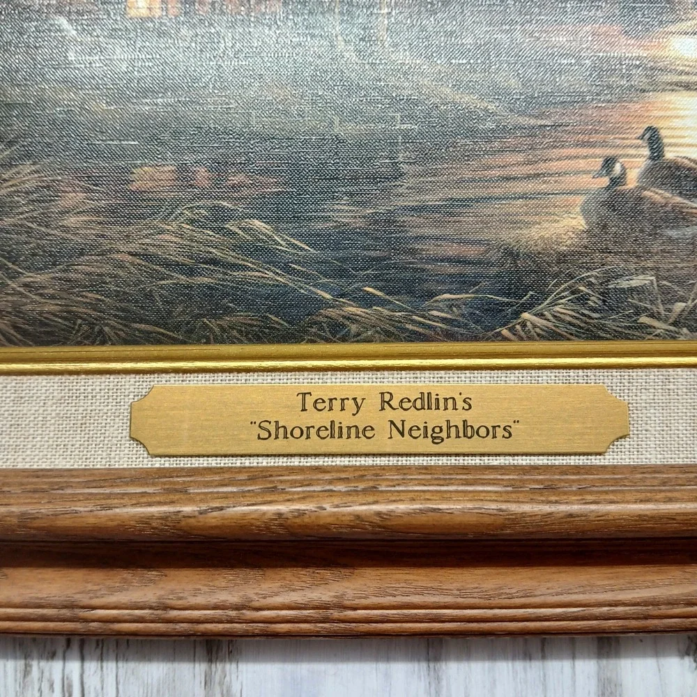 Terry Redlin Shoreline Neighbors Framed Art Linen Design Presentation Plaque